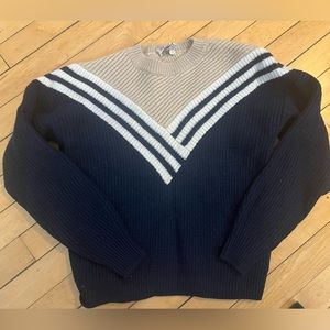 Joie khaki navy and white sweater